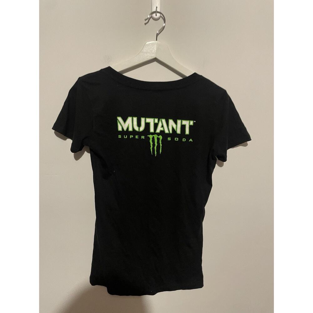 Monster‎ Energy Mutant Super Soda Womens V Neck Green Black Logo T-Shirt Size M